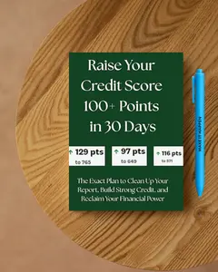 Raise Your Credit Score 100+ Points in 30 Days Workbook with 1 Motivational Pen for Beginners & Rebuilding Credit Finance Checklist Organizer
