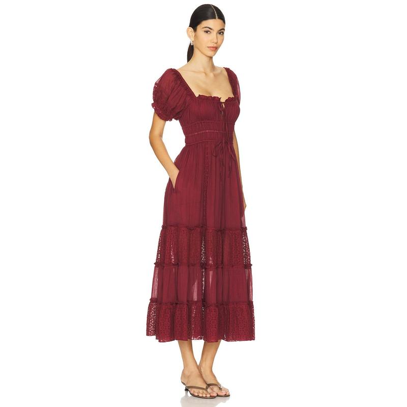 Free People Falling Sun Midi Dress in Syrah