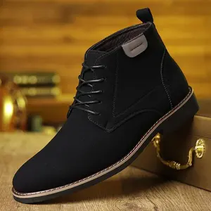 Men's Western Cowboy Boots, Pointed Toe Chelsea Ankle Boots, Casual, Retro, Stylish, Classic, Comfortable, Versatile, Khaki and Black Footwear, Outdoor Casual, Lace-up StyleGift