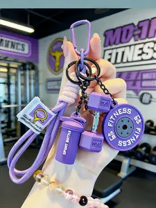 Dumbbell Barbell Keychain Fitness Gym Lover Backpack Charm Motivational Sport Gift
