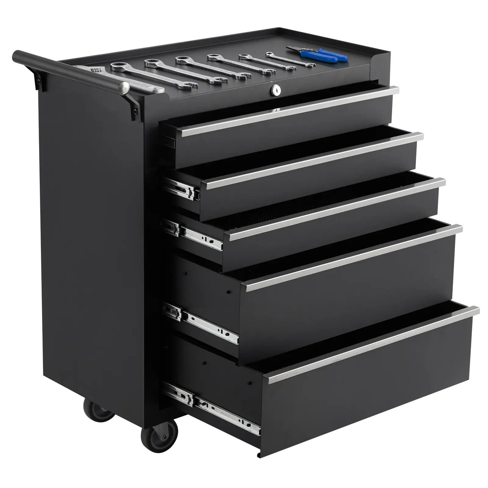 Garvee 5-Drawer Rolling Tool Chest – Lockable Tool Box with Wheels, Portable Storage for Warehouse, Workshop & Repair Shop, Red