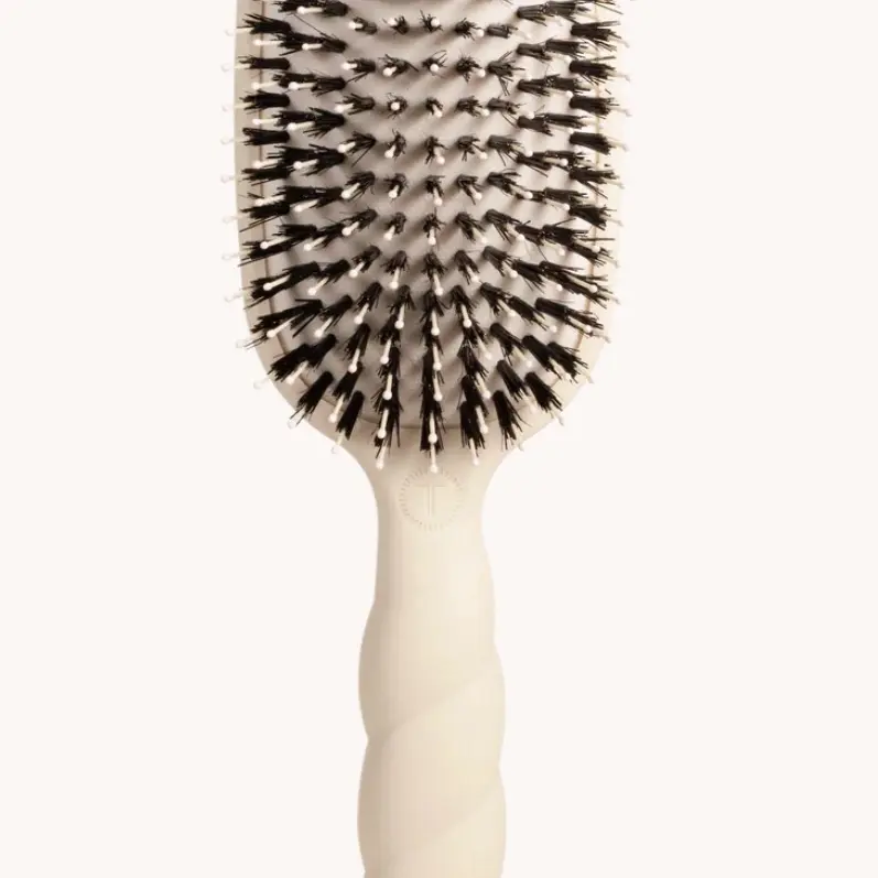 Teleties Boar Bristle Hair Brush for Thick Hair Tan
