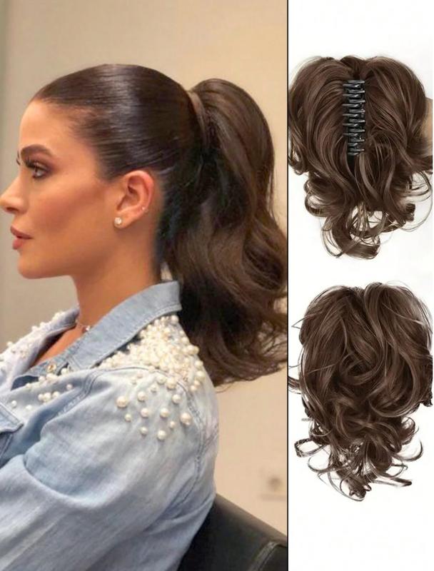 10 Inch Claw Ponytail Short Curly Wavy Ponytail Extensions Synthetic Clip In Hair Extensions Elegant For Daily Use Hair Accessories