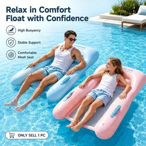 3-Tube Inflatable Floating Bed for Adults and kids, 110cm PVC Water Lounger with Breathable Mesh Surface, Portable Foldable Pool Float for Swimming Pool, Beach and Lake, Lightweight Outdoor Floating Chair for Relaxation, Sunbathing and Summer Water Fun
