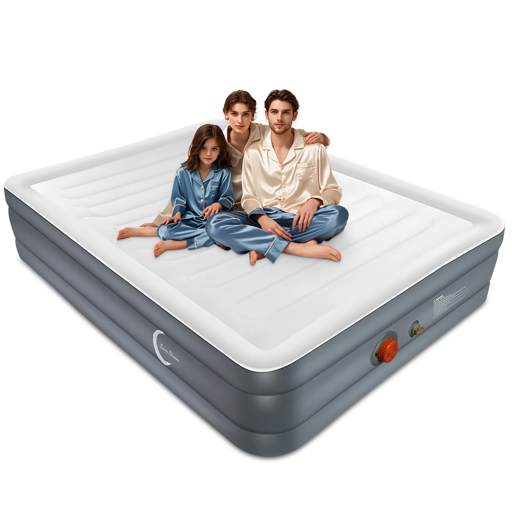 LunaDream Eclipse Series Twin Air Mattress with USB Rechargeable Built-in Pump, Wireless Inflatable Airbed, Durable Leakproof Design, Portable for Home & Camping