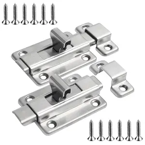 2 Pack Stainless Steel Door Bolt Latch – Heavy Duty Security Sliding Lock with Mounting Screws, Anti-Theft Door Latch for Barn Door, Cabinet, Window, Closet, Bathroom and Home Improvement Projects