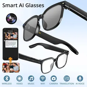 2026 Newly Upgraded Unisex Rectangular Wearable Smart Glasses - Multifunctional Wireless Modern Elegant Smart Glasses with Camera, Video Recording, AI Photo Recognition, Bluetooth Calling, Translation, Voice Control