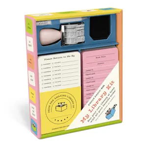 Knock Knock Kids Library Kit: 20 Card Catalog Checkout Cards, Bookplates, Date Stamp & Inkpad, 11117