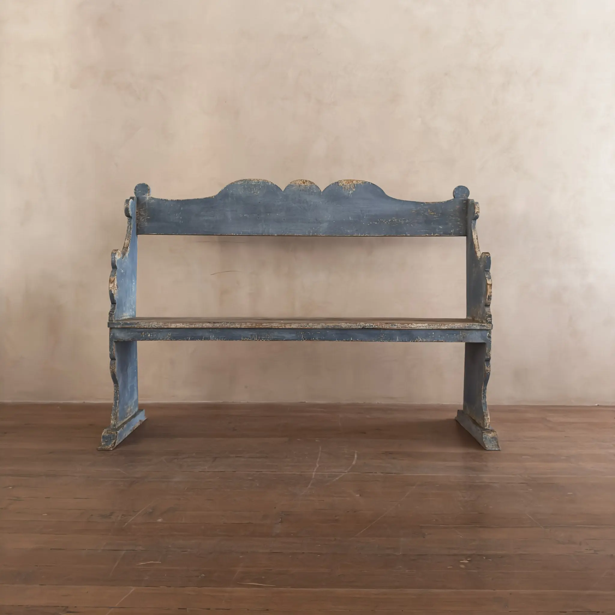 Rustic Antique Cornflower Blue Bench