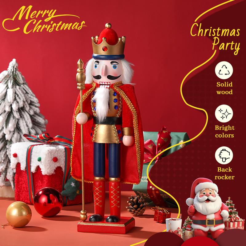 38CM Christmas Wooden Nutcracker Vintage Statue Creative Puppet Handmade European Style Model Red King Doll Christmas Gift Home Decoration 38CM Christmas Wooden Nutcracker Vintage Statue Creative Puppet Handmade European Style Model Red King Doll Christmas Gift Home Decoration