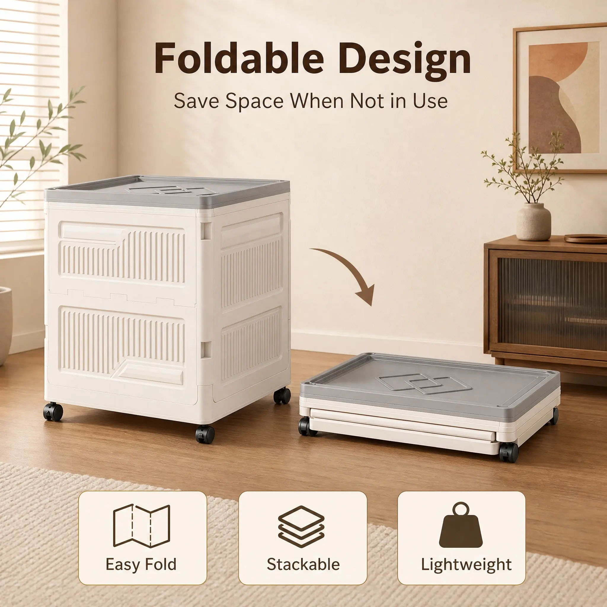 Foldable Storage Bin with Wheels