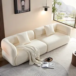 [SOIYELIFE] White sectional sofa, durable fabric, solid wood frame, high density sponge filler ike  a  day  bed living room apartment cofy  sofa