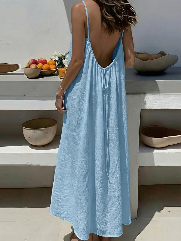 Women's Long Cami Slip Dress - Soft Stretchy Bodycon Lounge Dress - Sexy Solid Color Maxi Nightgown