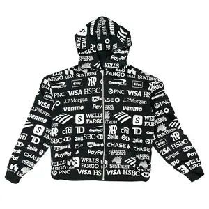 NOTHING PERSONAL "BANK" ALL OVER PRINT ZIP UP (BLACK/WHITE)