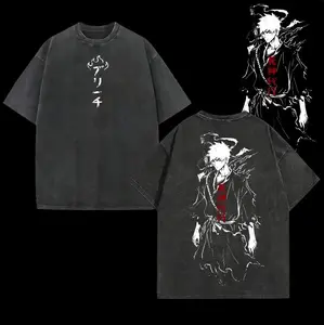 Ichigo Washed Tee – Bleach Oversized Anime T-Shirt, Heavy Cotton T-shirt  Double-sided printing  AW outdoorfun