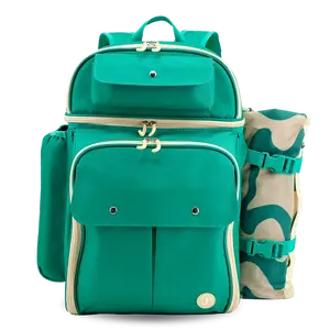 Picnic Backpack with Insulated Compartments & Picnic Mat in Green