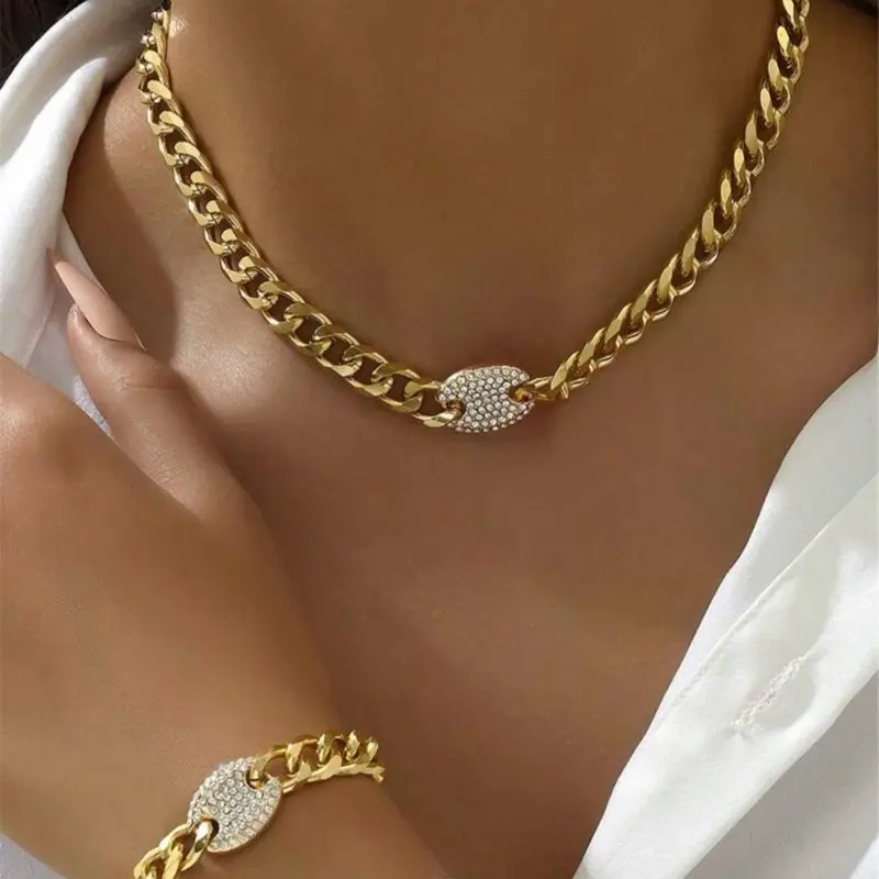 Fashion Jewelry 2-Piece Set - Chain Necklace and Bracelet