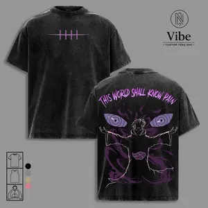 Pain Nagato Anime Graphic Tee, Akatsuki NRT This World Shall Know Pain Washed Vintage T-Shirt, Tank Top, Premium Oversized Streetwear, Collector Drop, Limited Stock