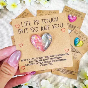 5pcs Warm Resin Pocket Hug Cards, Inspirational Greeting Cards, Encouragement Cards for Birthdays, Weddings, Valentine's Day, Thoughtful Gifts for Family and Friends