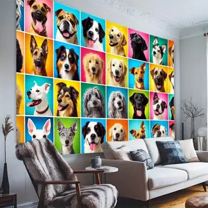 Polyester 2D Flat Dog Photography Backdrop Banner, 1pc Multicolor Cloth Curtain, Home & Festive Party Supply, Indoor-Outdoor Decor, Birthday Photography Studio Prop