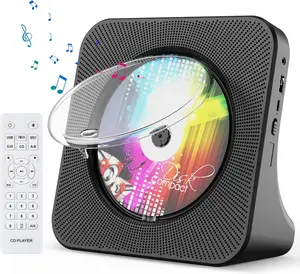 Portable CD Player, Bluetooth CD Kpop Player for Desktop with HiFi Sound Speaker, FM Radio CD Music Player for Home with Remote Control, Dust Cover, LED Screen, Support AUX/USB, Headphone Jack