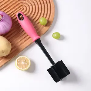 UFORU Meat Masher and Potato Masher, 6 Curve Blade Nylon Chopper for Ground Meat, Heat Resistant Non Scratch Kitchen Tool, Easy Clean Detachable Design