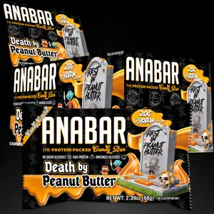 Anabar Death By Peanut Butter - 12 Pack - Best Tasting Protein Bar With 20g Protein & No Sugar Alcohols. Candy Bar Flavor With Protein Bar Nutrition Snack