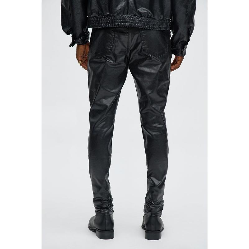 Stacked Skinny High Shine Wax Coated Jean - Black