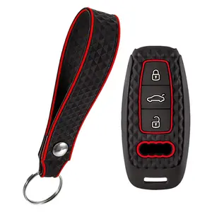 For Audi Key Cover Silicone Llavero For Audi A6L 2020 A7 E-tron A8 Q8 C8 D5 2019 2018 3 Button For Audi Key Case Car Accessories