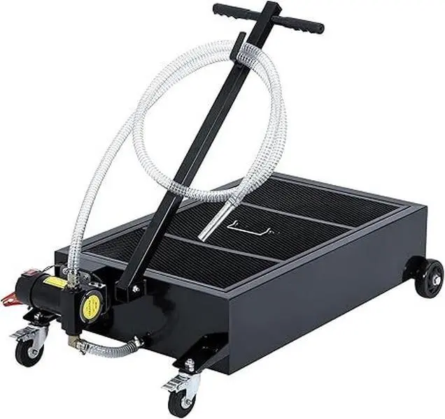20-Gal Low Profile Oil Drain Pan Heavy Duty Portable Cart with 180W Electric Pump, 8.2ft Drain Hose, Foldable T-Handle, Locking Wheels - Workshop Collapsible Cart for Truck Transmission Fluid Maintenance, Foldable Cart With Wheels, Heavy Duty Cart