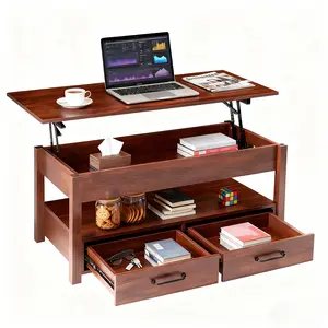 Lift Top Coffee Table with Drawers and Hidden Compartment