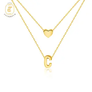 Titanium Steel Heart Letter Necklace Double Layered Alphabet Necklace Pendant Chain Birthday Wedding Engagement Anniversary Gifts for Women