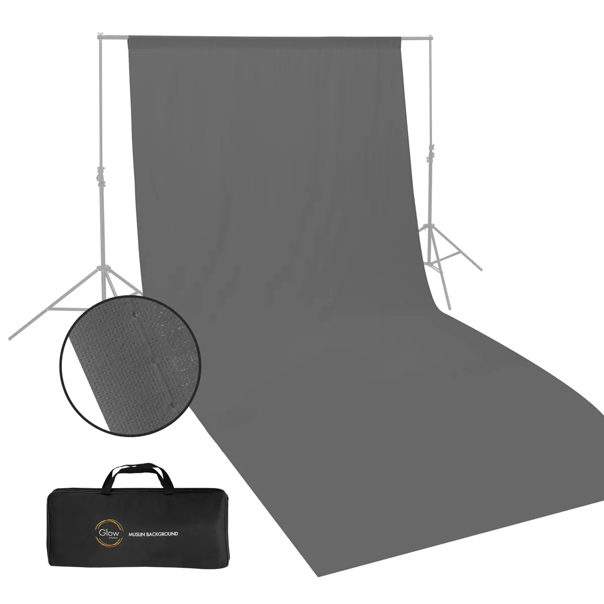 10x20 ft Cotton Muslin Fabric Backdrop, Cross Pole-Resistant, Crush-Proof, Glow for Camera Photography Accessories (Grey)