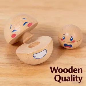 Emotional Expression Ball Wooden Ornament, Minimalist Home Decor, Personalized Desktop Decoration, Perfect Gift for Friends