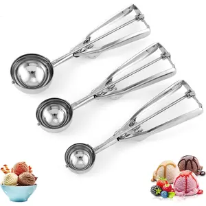 Scoops Set, Ice Cream Scoop Stainless Steel Cookie Scoop, Dough Scoop 3 Versatile Sizes with Gift Box
