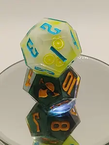 Daggerheart Twin d12 Dice for Dungeons & Dragons – Lime Hope & Dark Forest Fear