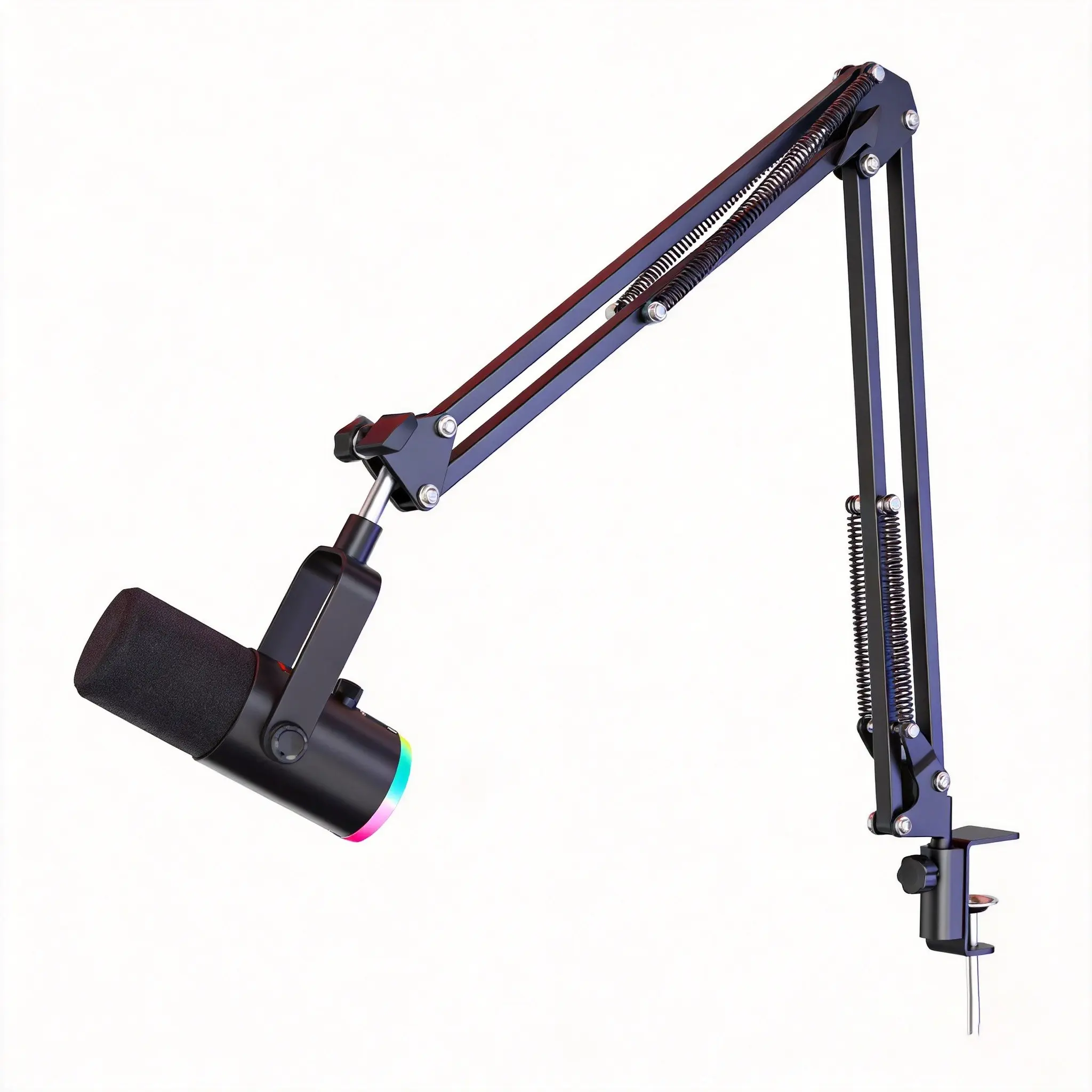Game microphone kit, XLR/USB dynamic PC microphone with boom arm for podcast recording, RGB streaming microphone kit, click mute, mixing control, headphone jack, Recording Set, Wired Recording