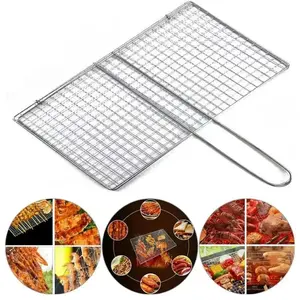Silver Color Steak Meat Fish Net, BBQ Net Tools, Vegetable Barbecue Grilling Basket, Grill Rotisserie Grill Accessory, Barbecue Utensils