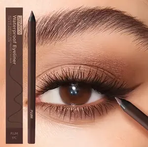 Plum Color Eyeliner Gel Pencil Waterproof Smudge-Proof Long-Lasting Ultra-Smooth Glide Creamy High Pigmented No Fading Eye Makeup Cosmetics