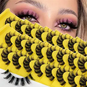 20 Pairs 2 Pack Lashes DD Curl 10-16mm Russian Lashes, 3D Mink Eyelashes Reusable Fluffy Synthetic Strip Lashes Extensions for Women Makeup