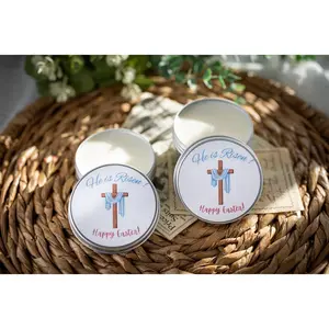 Easter Candle Favors - Happy Easter Favors for Guests, Christian Candle Favor, Bulk Candles, Easter Keepsake, Easter Tins Candle,Easter Gift Decor Ornaments