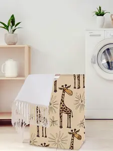 Giraffe Pattern Open Storage Box, Foldable Laundry Basket with Handle, Casual Random Print, Home Bathroom Organizer