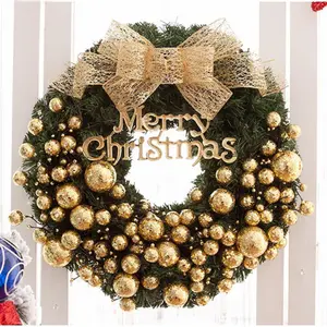 Handmade Christmas Wreath with Gold Ornaments Elegant Door Hanging Decoration for Wall or Window Display Perfect Holiday Decor Festive Season 90s Christmas Decor Halloween Outdoor Giant Inflatable Grim Real Touch LED christmas viral bows on hallway decor