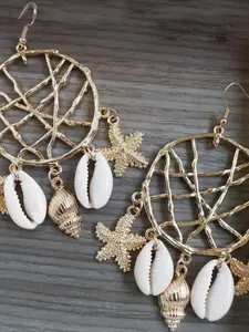 Fashionable Oversized Alloy Ear Cuffs, Dreamcatcher Shell Seashell Star Fringe Earrings, Unique Jewelry Accessories for Women