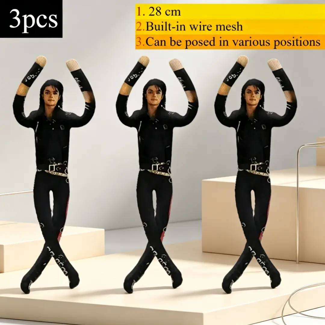 3-Pack Posable Articulated Michael Jackson Stuffed Dolls, Soft Collectible Figures, Ideal Gift for MJ Supporters (Toys & Hobbies, Pop Music Enthusiasts)
