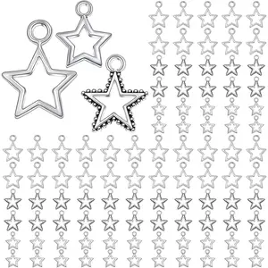150 count Antique Silver Pentagram Star Pendant Charms Tibetan Alloy Mini Star Shape Dangle Pendants Craft Supplies for DIY Necklace Bracelet Earrings Jewelry Making, 3 Styles