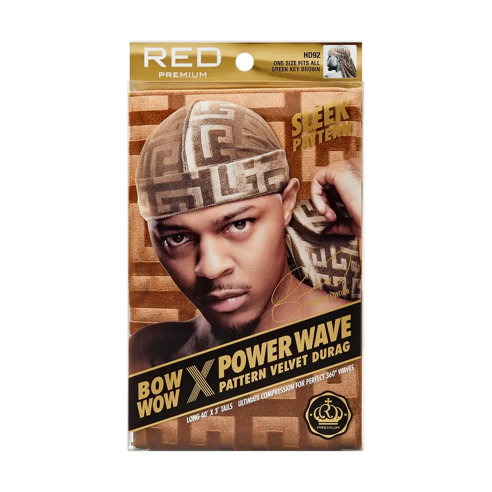 RED PW Pattern Velvet Durag Brown HD92 RED PW Pattern Velvet Durag Brown HD92