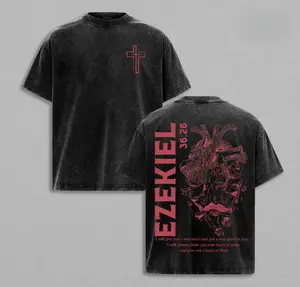 Heart of Flesh - Ezekiel 36:26 Jesus T-Shirt Washed Jesus Apparel Christian Bible Verse Church Outfit Gym Pump Cover Back To School Outfits Gift for Christians