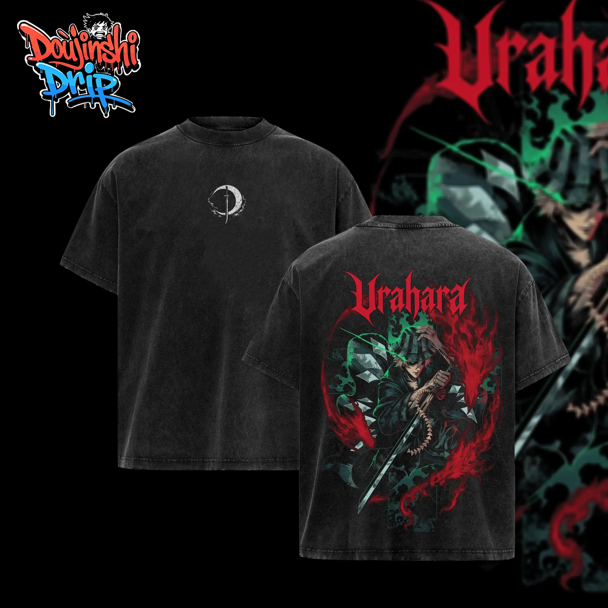 [Doujinshi] Vintage Urahara Acid Washed T-Shirt Unisex Oversized Anime Manga T-Shirt Heavyweight Cotton Tee for Anime Fans, Bleach merch, T-shirt anime gift, Anime Streetwear, graphic tees