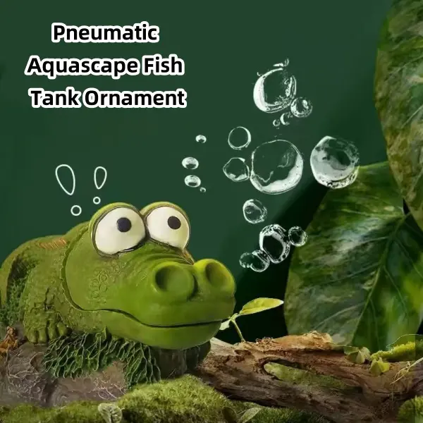 Aquarium Air Bubbler Crocodile – Realistic Mini Fish Tank Decoration with Pneumatic Bubble Effect (Air Pump Not Included)
